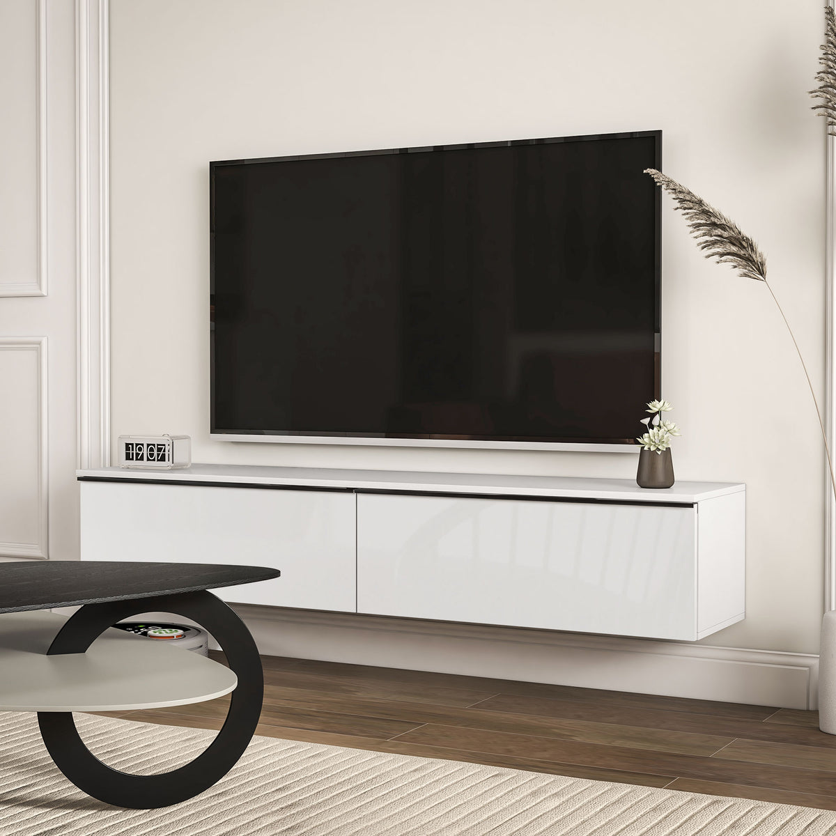 Wall Mounted TV Stand, Floating TV Cabinet with Storage, for TVs up to 70", High Gloss Effect – view 21