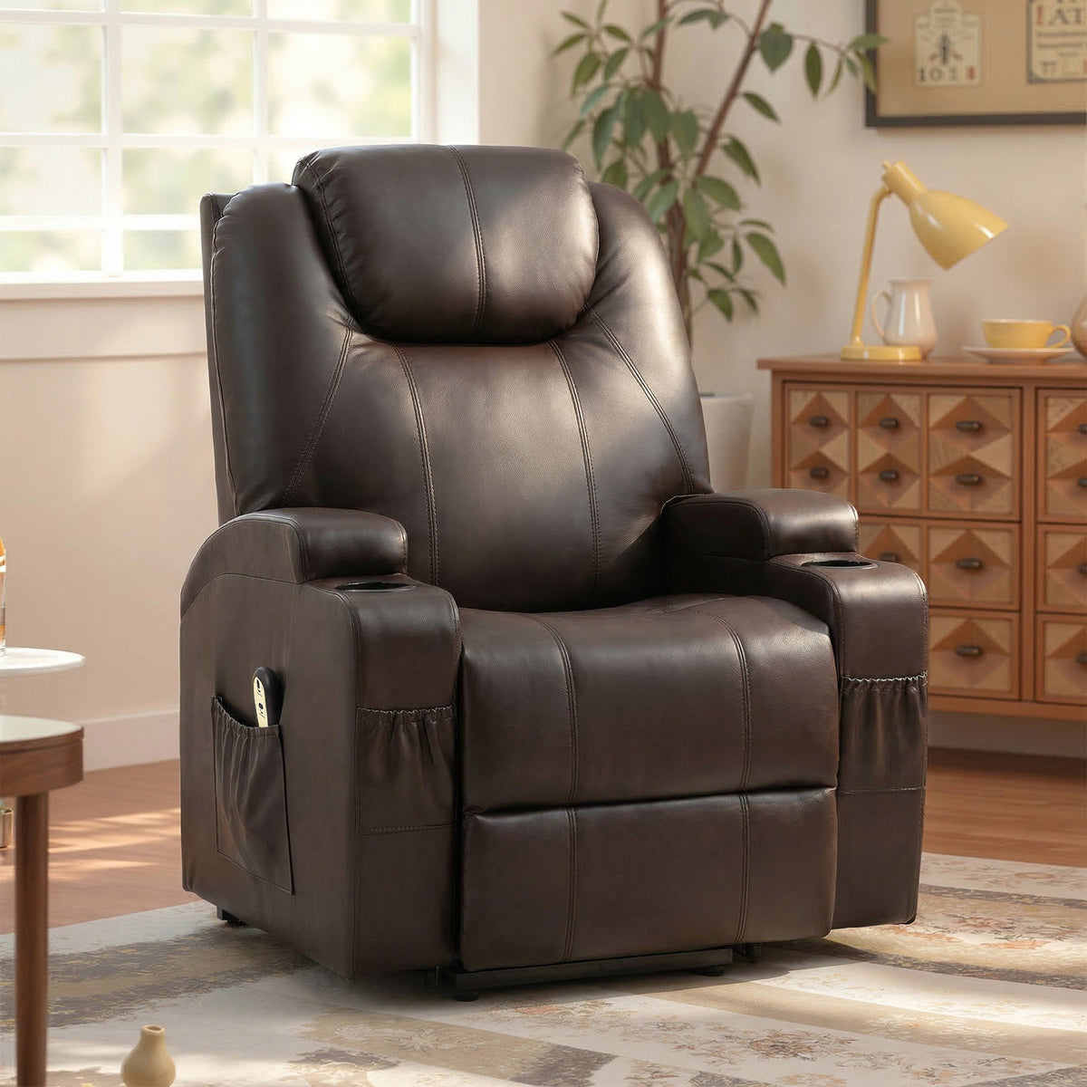 Power Lift Recliner Chair for Elderly, PU Leather Lift Chair with Thick and High Back, Footrest, Remote – view 13