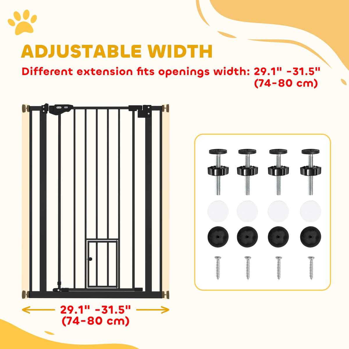 41" Easy Open Indoor Dog Gates for Doorways, House, Stair - Black – view 3
