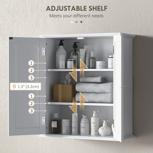 Bathroom Medicine Cabinet, Wall Cabinet with 2 Doors and Adjustable Shelf, Space Saver Over Toilet Cabinet