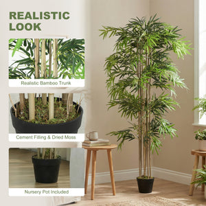 6FT Artificial Bamboo Tree Set of 2, Fake Plant with 1530 Leaves, Greenery Plant in Nursery Pot for Indoor, Green