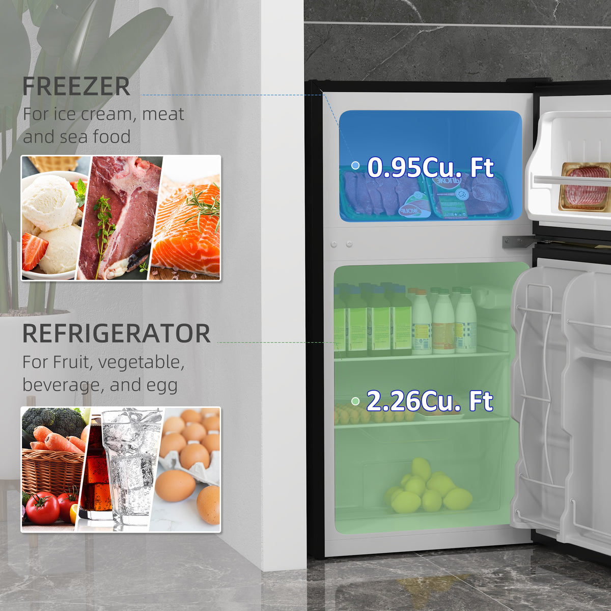 3.2 Cu Ft Compact Refrigerator, Mini Fridge with Freezer – view 17