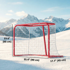 Soozier 3' x 2' Mini Hockey Goal, Easy Setup Hockey Net with Metal Frame, Lightweight & Portable