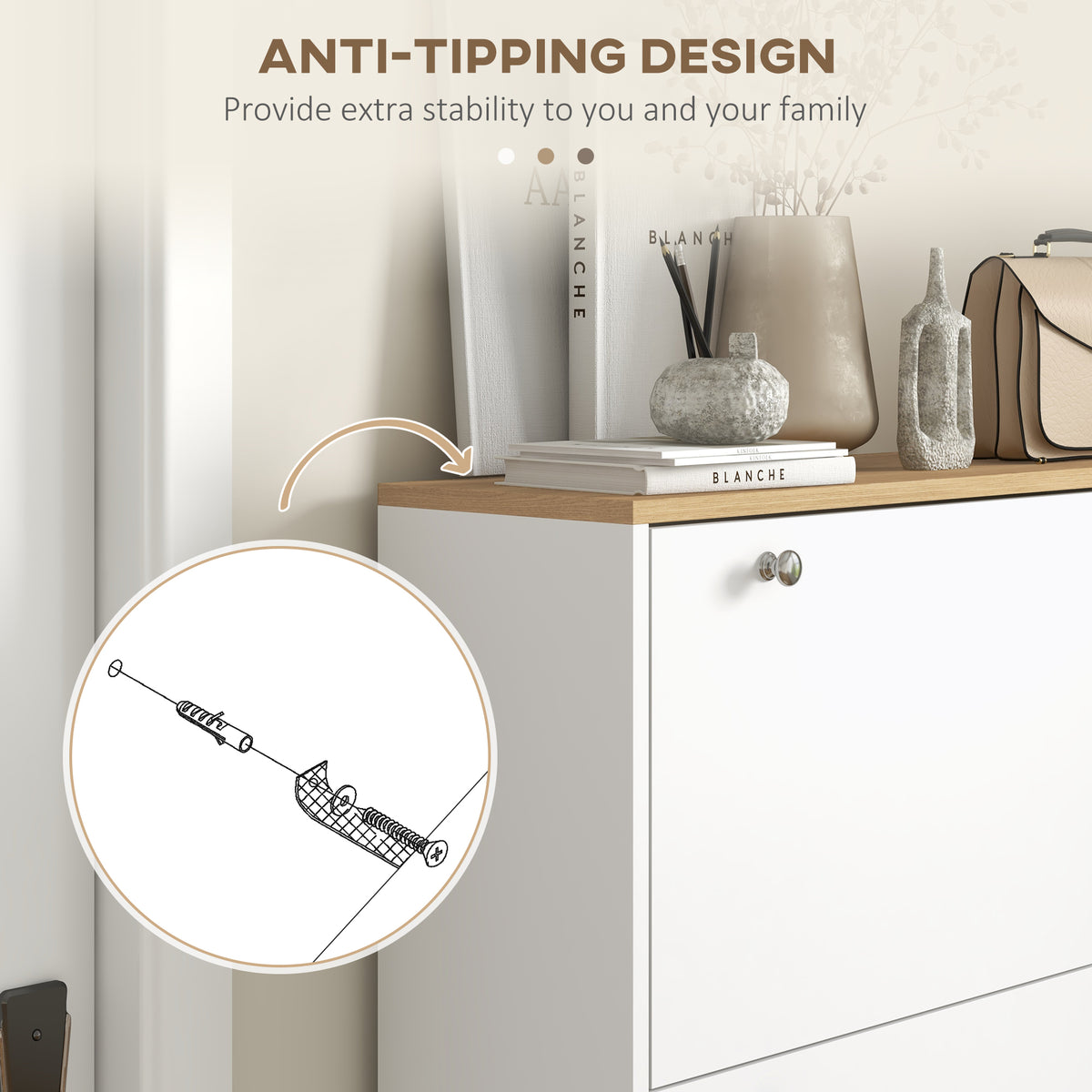 Shoe Storage with 3 Flip Drawers and Adjustable Shelves – view 20
