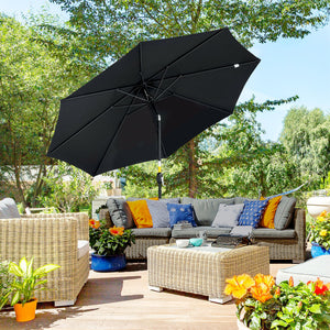 10' x 8' Round Market Umbrella, Patio Umbrella with Crank Handle and Tilt, Outdoor Parasol for Garden, Blue – view 42