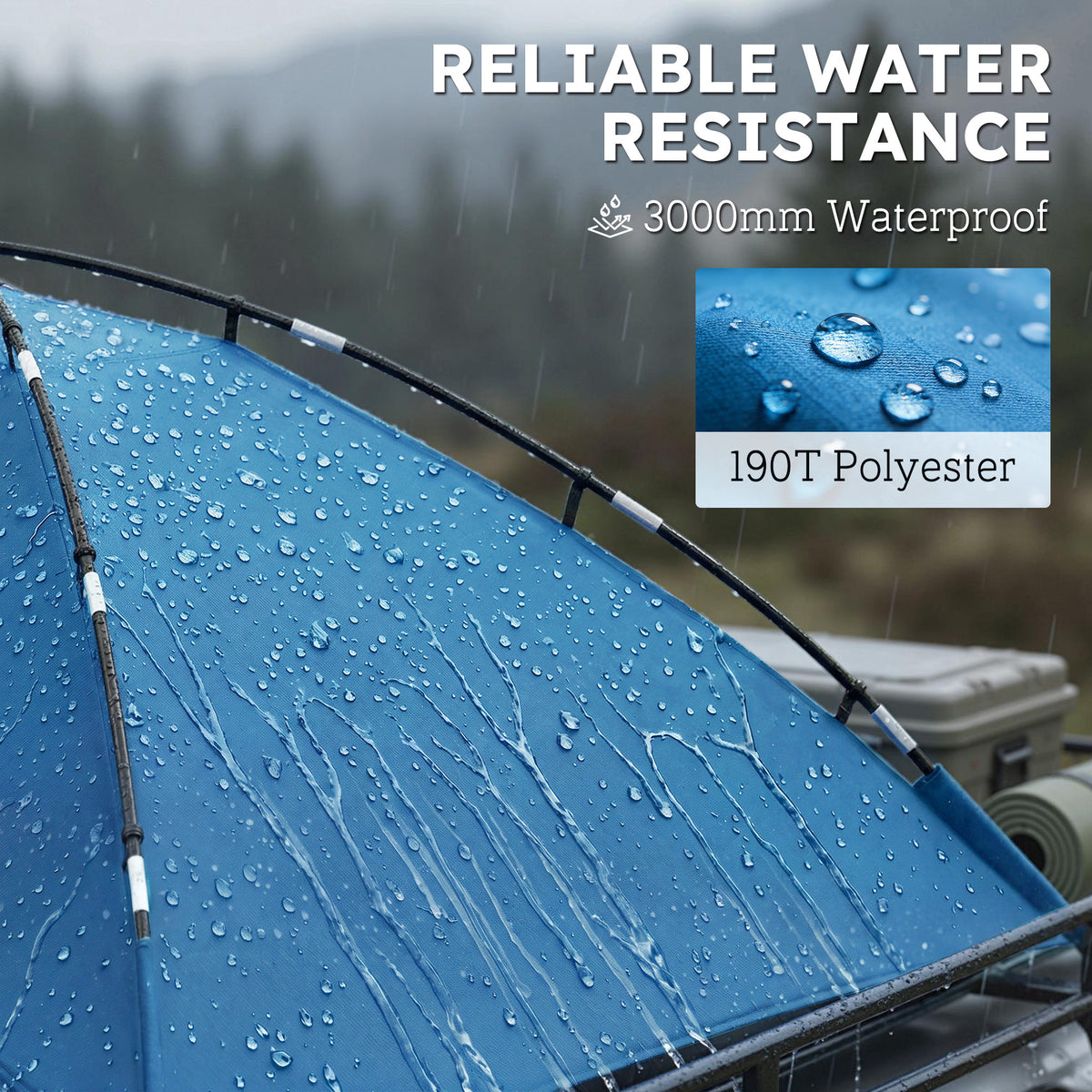 Car Awning Camping Tailgate Tent for SUV, 3000mm Waterproof Car Side Awning with Carry Bag, Light Blue