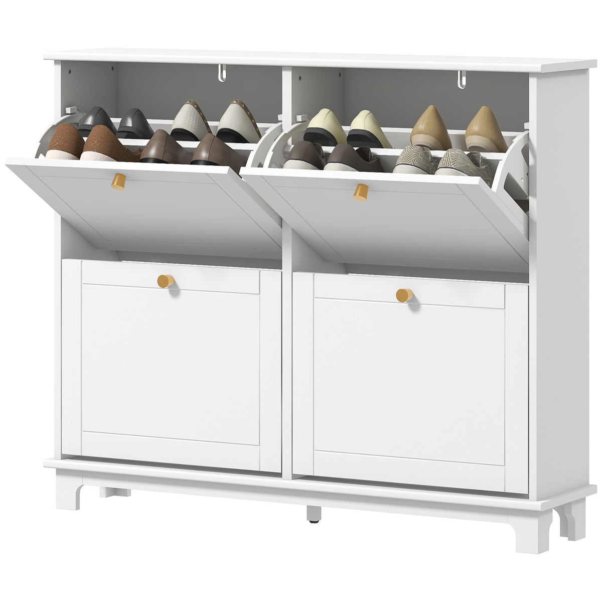 Modern Shoe Storage Cabinet, Narrow Shoe Cabinet with 4 Flip Drawers, Adjustable Shelves – view 8