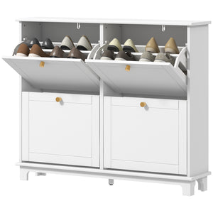 Modern Shoe Storage Cabinet, Narrow Shoe Cabinet with 4 Flip Drawers, Adjustable Shelves – view 8