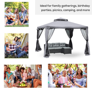 10' x 10' Patio Gazebo Pavilion, 2-Tier Roof Canopy Outdoor Event Party Tent with Steel Frame for Garden – view 21