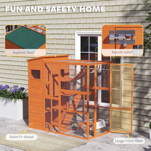 76" Catio Outdoor Cat Enclosure with Cat Condo, Jumping Platforms, Ladder, Ramps – view 11