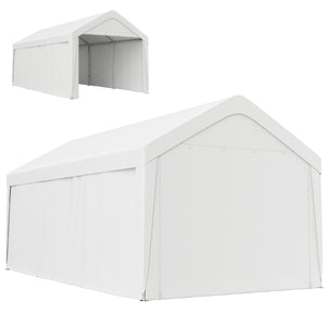 Carport, 10 x 20 ft Portable Garage with 2 Roll-Up Doors and Removable Sidewalls for Car, Truck, Boat – view 2