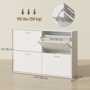 Flip Down Shoe Storage, Multi Cabinet, Wooden Shoe Rack, Entryway Shelf, 4 Drawer Organizer – view 9