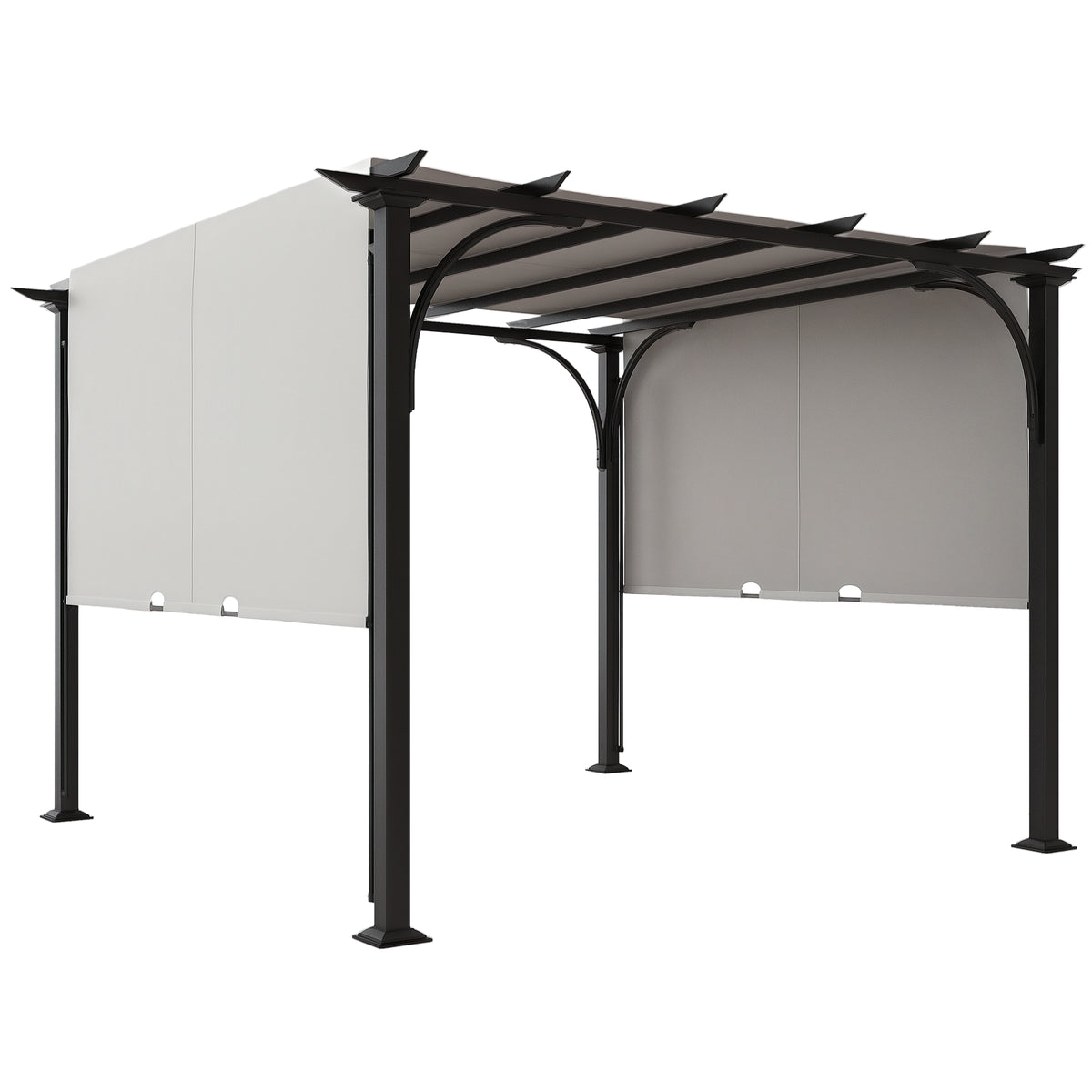 10' x 10' Outdoor Pergola Patio Gazebo Canopy Sun Shelter, Steel Frame, Beige – view 22