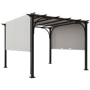 10' x 10' Outdoor Pergola Patio Gazebo Canopy Sun Shelter, Steel Frame, Beige – view 22