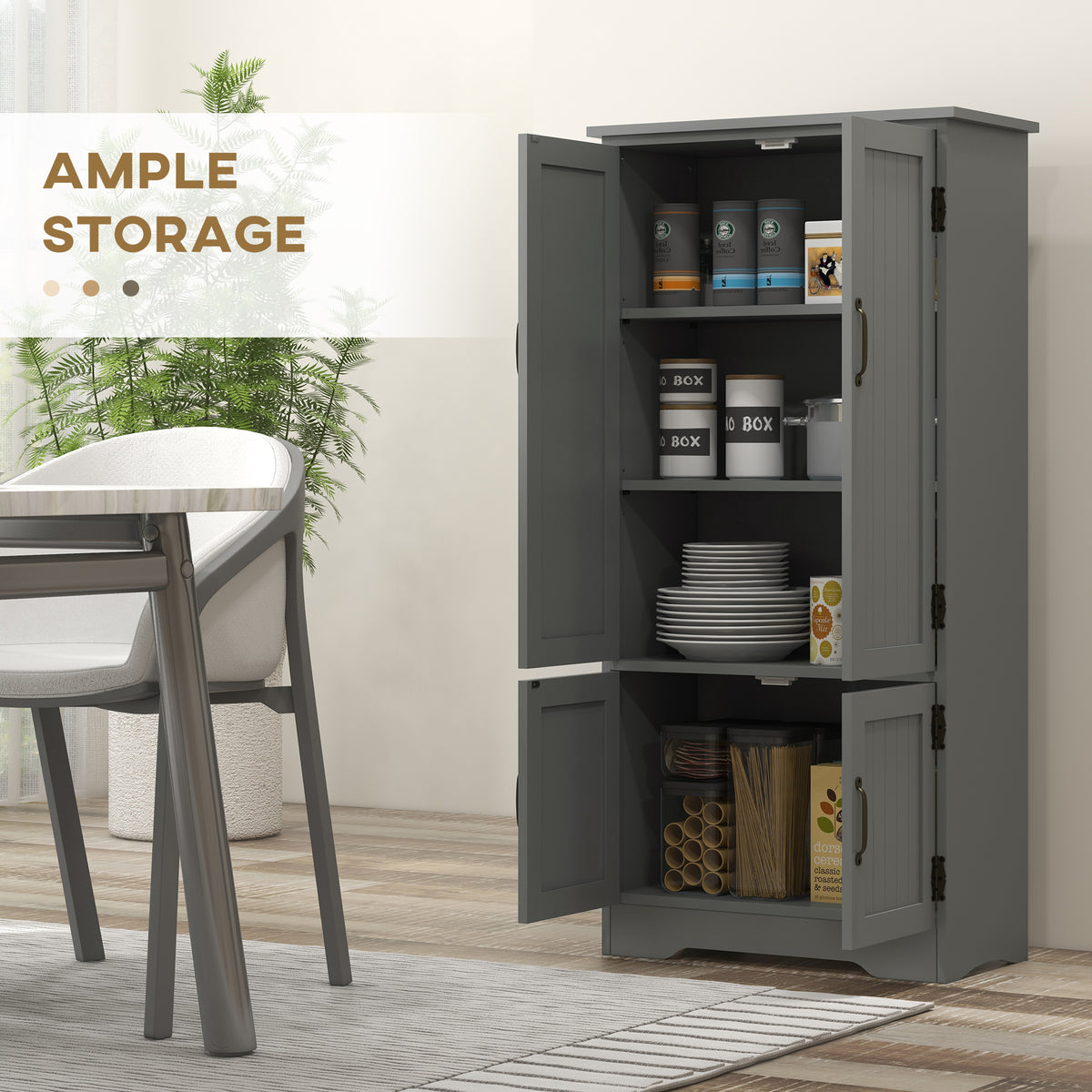 48" 4-Door Storage Cabinet Multi-Storey Large Space Pantry with Adjustable Shelves Black – view 10