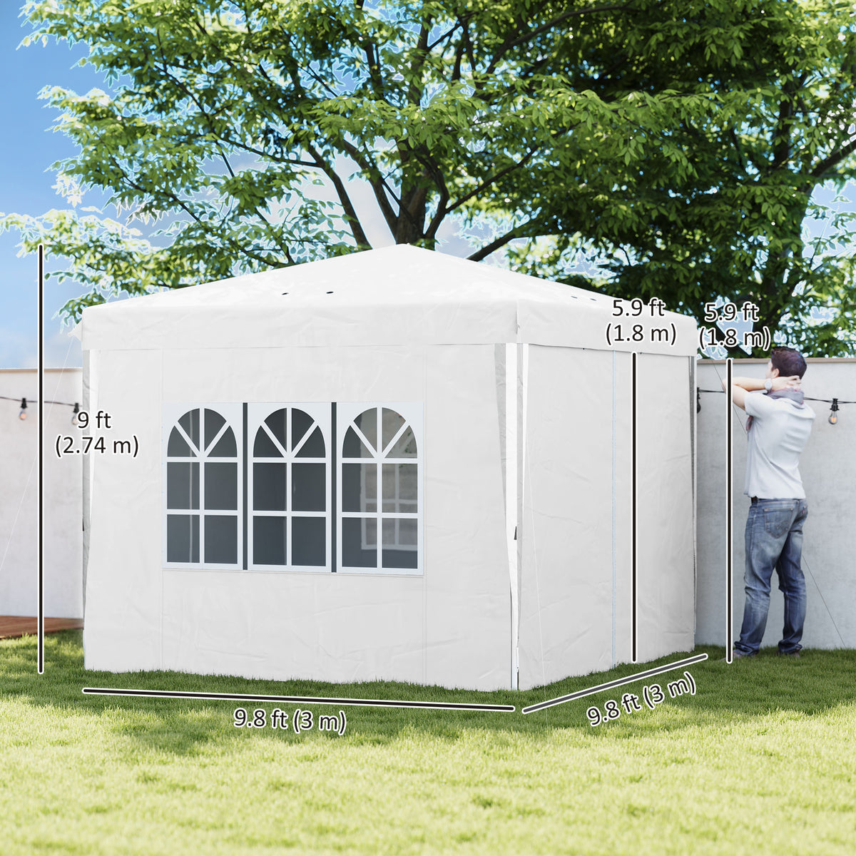10' x 10' Pop-Up Canopy Tent with Sidewalls, Height-Adjustable, Carry Bag Included, for Outdoor, Garden – view 9