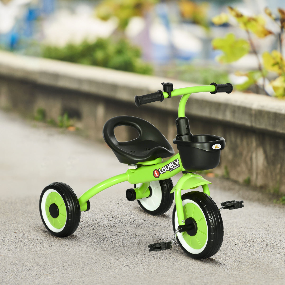 Qaba Tricycle for Toddler 2-5 Year Old Girls and Boys, Toddler Bike with Adjustable Seat, Basket, Bell