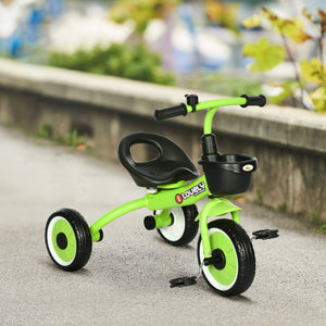 Qaba Tricycle for Toddler 2-5 Year Old Girls and Boys, Toddler Bike with Adjustable Seat, Basket, Bell