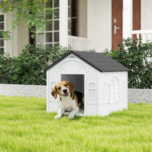 26" Plastic Dog House Outdoor with Air Vents, for Small Medium Dogs, Blue – view 14