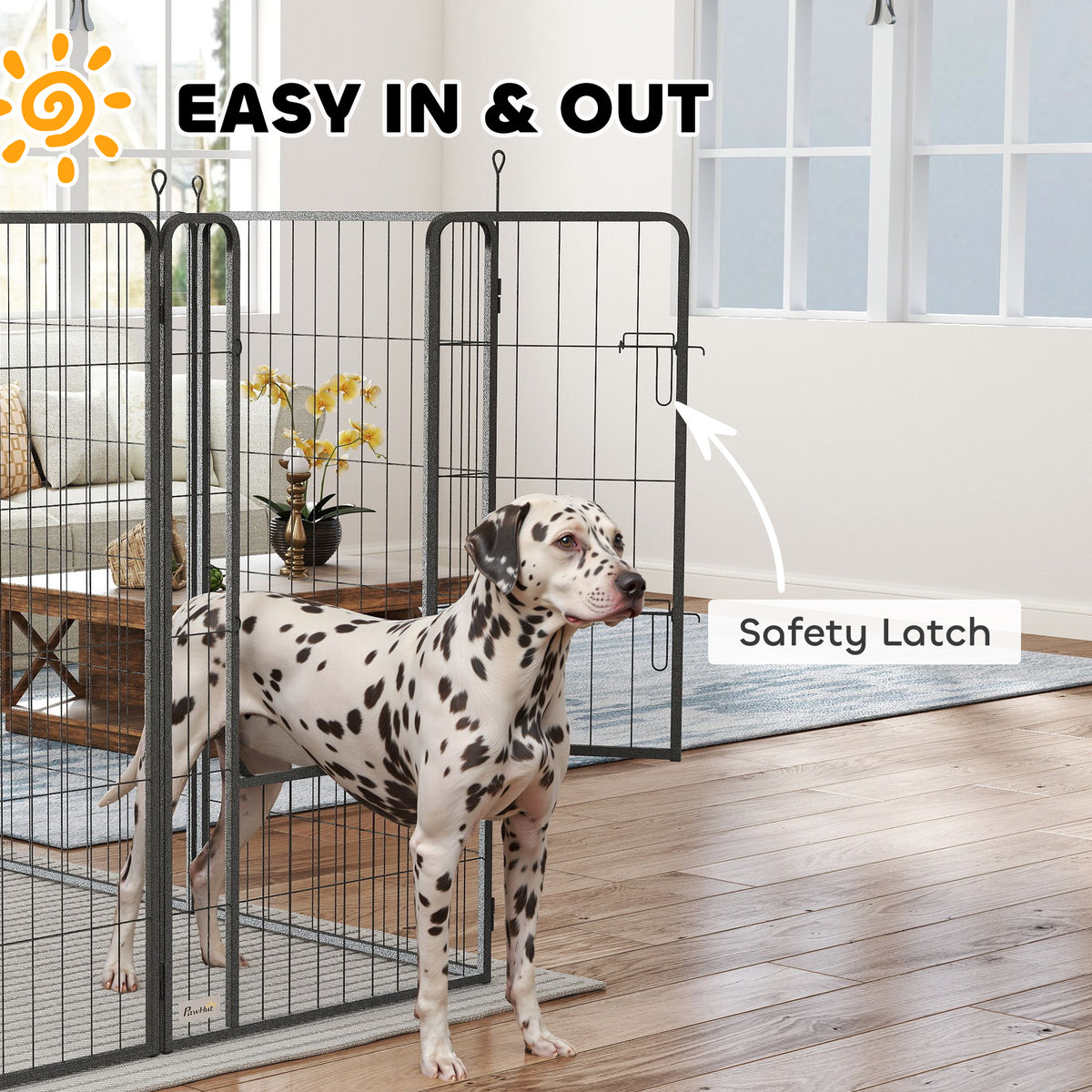 16 Panels Dog Playpen with Straps, Portable & DIY, for Small Dogs, for Yard, RV, Camping, Garden, 24" Height
