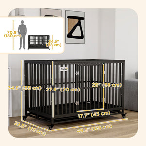 41" Heavy Duty Steel Dog Crate Kennel Pet Cage with Wheels for Convenient Access Anti-Pinching Floor, Black – view 16