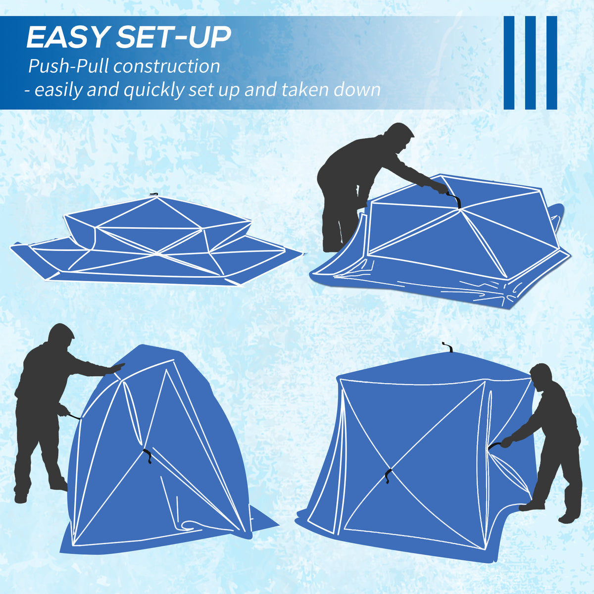 4 Person Insulated Ice Fishing Shelter, Pop-Up Portable Ice Fishing Tent with Carry Bag and Two Doors for – view 10