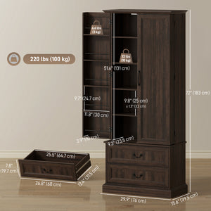 72" LED Kitchen Pantry Cabinet, Buffet Storage Cabinet with 10 Door Shelves – view 9