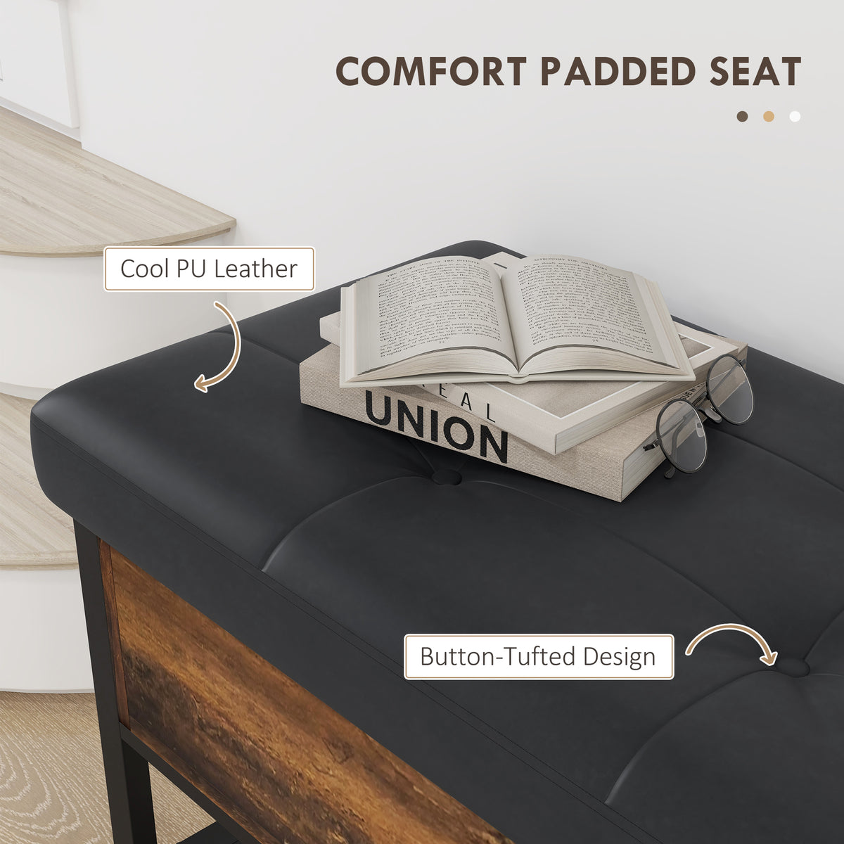 Shoe Storage with Seat, Upholstered Hallway Bench, Shoe Bench with Flip Top and Hidden Space for 4 Pairs of Shoes