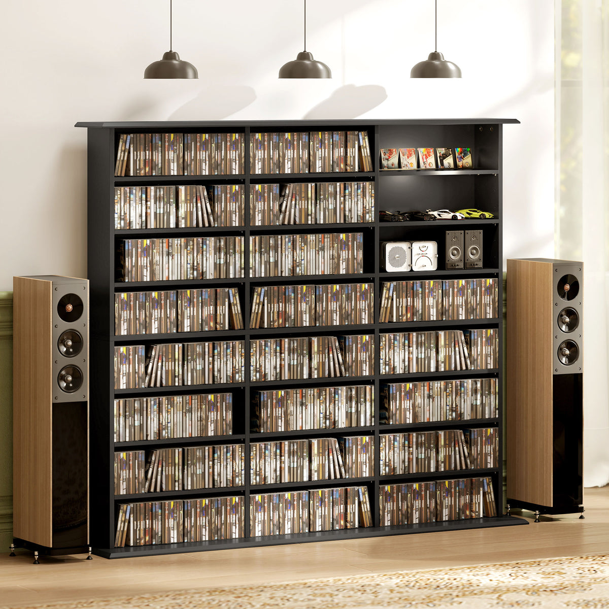 Media Storage Cabinet, 8-Tier DVD Shelf with 18 Adjustable Shelves, Holds 1032 CDs, 594 DVDs or Blu-rays – view 6