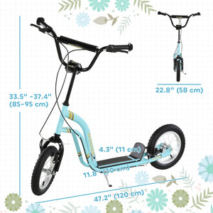 Aosom Dual Brakes Kick Scooter 12-Inch Inflatable Front Wheel Ride On Toy for Age 5+