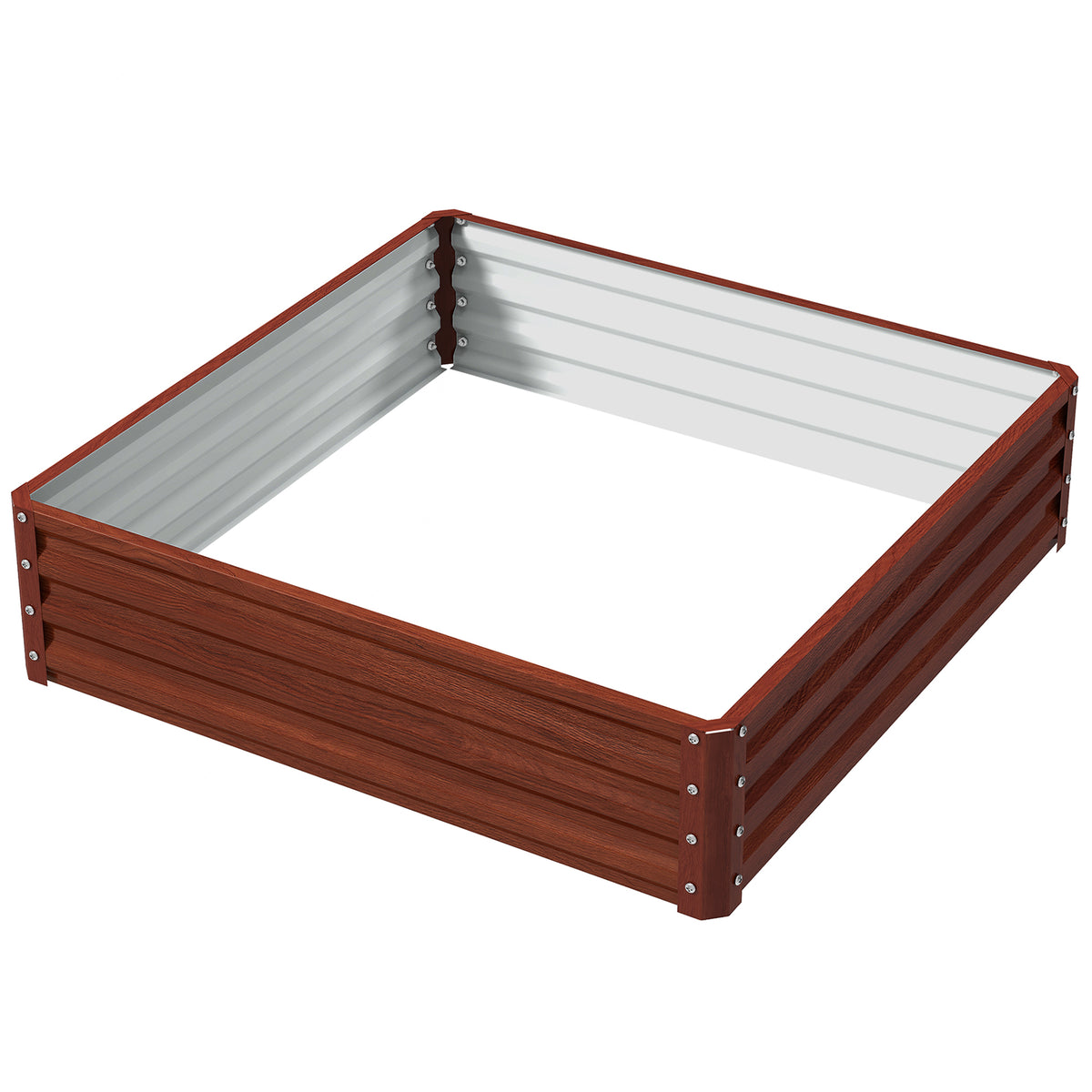 4' x 4' x 1' Raised Garden Bed Galvanized Steel Planter Box for Vegetables, Flowers, Herbs, Green