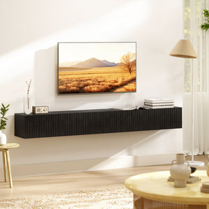 71" Floating TV Stand for TVs up to 72 Inch, Wall Mount Media Console with 2 Fluted Flip-Down Doors – view 6