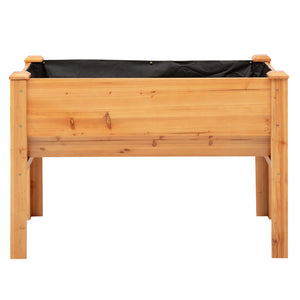 Wooden Raised Garden Plant Stand Outdoor Tall Flower Bed Box with Hooks, 48" x 24" x 32", Nature Wood