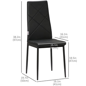Dining Chairs Set of 4, Modern Accent Chair with High Back, Upholstery Faux Leather and Steel Legs for Living Room, Kitchen, Black