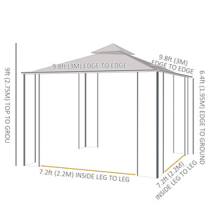 10' x 10' Steel Outdoor Patio Gazebo Canopy with Removable Mesh Curtains, Display Shelves, & Steel Frame – view 9