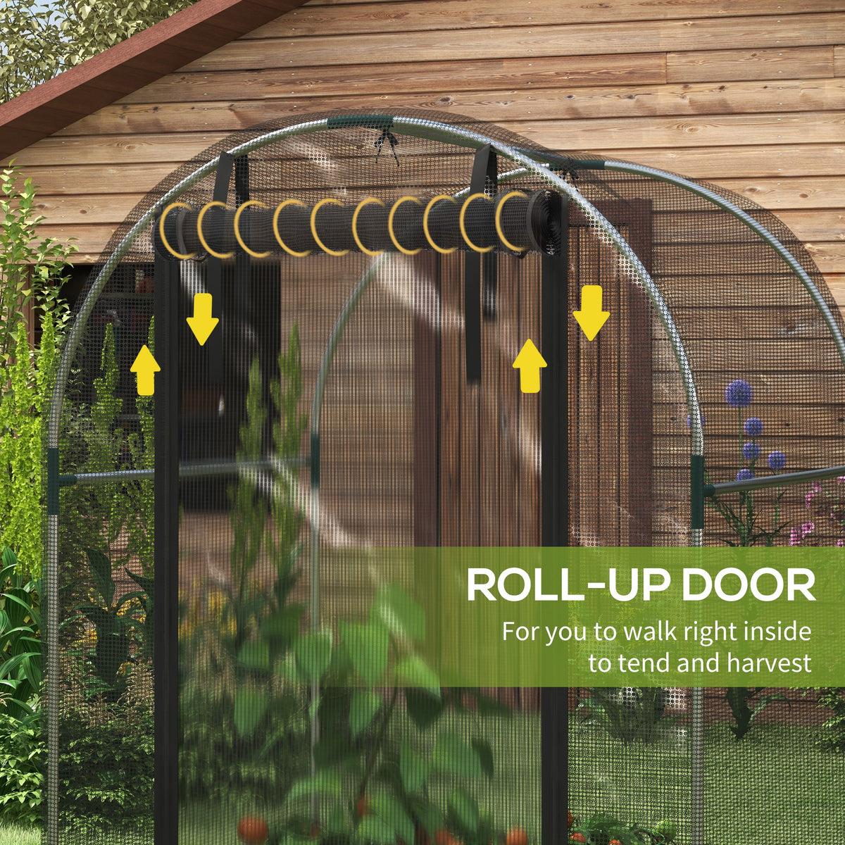 Galvanized Steel Crop Cage, Plant Protection Tent with Zippered Door, 4' x 4', Black – view 5