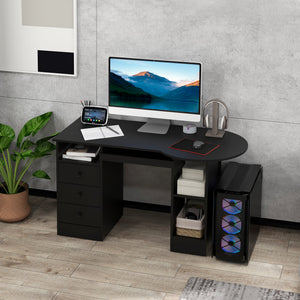 Computer Desk with Storage, Home Office Laptop Table with Shelves and Drawers – view 7