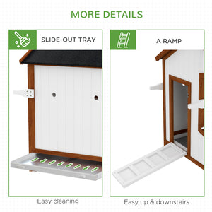 47" Chicken Coop Wooden Chicken House Rabbit Hutch Raised Poultry Cage Portable Hen Pen Backyard
