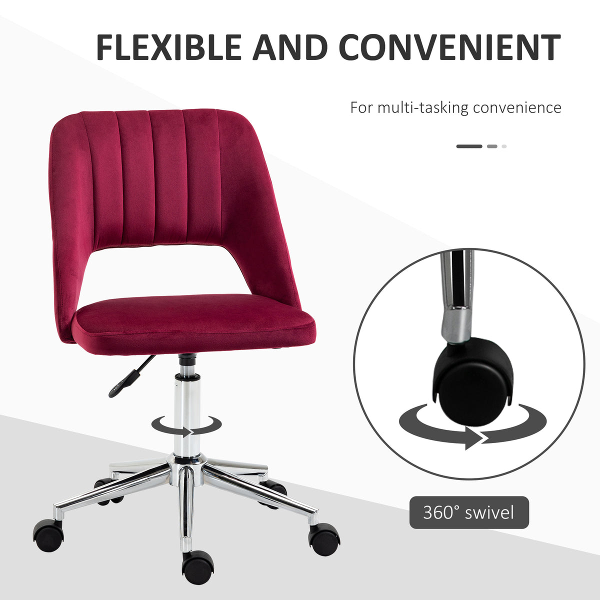 Mid Back Office Chair Velvet Fabric Swivel Scallop Shape Computer Desk Chair, Green – view 12