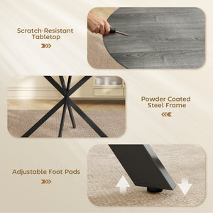 40" Round Kitchen Table for 4, Industrial Dining Table with Steel Legs for Dining Room, Distressed Grey
