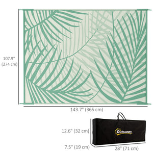 Reversible Outdoor Rug with Carry Bag, 9' x 12' Waterproof Rug, Portable RV Camping Carpet for Backyard