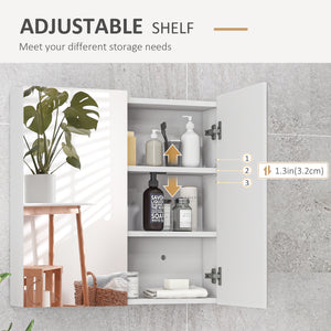 24" x 24" Medicine Cabinet, Wall Mounted Bathroom Mirror Cabinet with Mirrored Doors, Adjustable Shelves and Soft Close Mechanism, High Gloss White