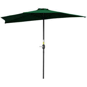 9.8ft Half Umbrella Semi Round Patio Parasol with Crank Handle, Top Vent for Garden