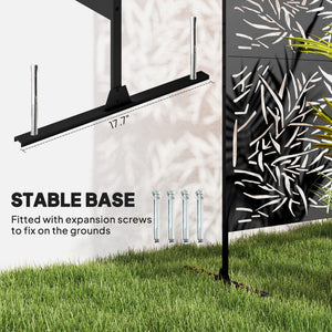 Metal Outdoor Privacy Screen, Freestanding Outdoor Divider with Stand, Decorative Privacy Panel, 78" x 48", Black