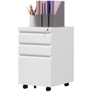 3 Drawer File Cabinet with Lock, Steel Vertical Filing Cabinet with 5 Wheels and Hanging Bar for – view 8