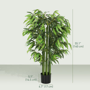 4.6FT Artificial Bamboo Tree Set of 2, Decorative Faux Plant in Nursery Pot, Faux Tree for Home Indoor Decor