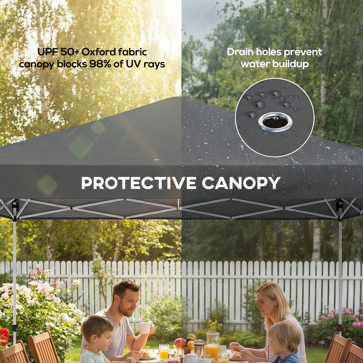 Pop Up Canopy Waterproof Canopy Tent with Carrying Bag for Parties Garden BBQs 9.8' x 9.8', Blue – view 11