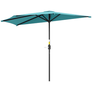 9.8ft Half Umbrella Semi Round Patio Parasol with Crank Handle, Top Vent for Garden – view 10