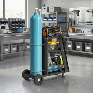 Welding Utility Cart 3-Tier Heavy Duty Rolling Tool Cart with Gas Cylinder Holder Black