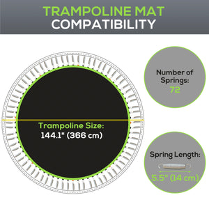 Trampoline Mat Replacement with Spring Pull Tool and 72 V-Hooks, Fits 12ft Trampoline, Using 5.5" Springs – view 5
